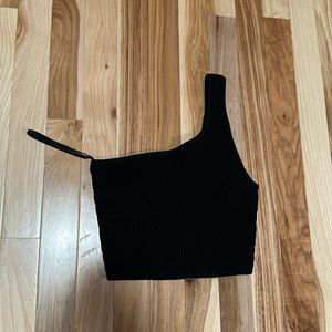 Aritzia babaton one shoulder ribbed cropped top